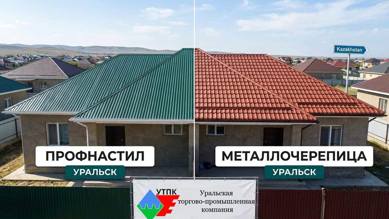 Крыша дома в Уральске из металлочерепицы и профлиста
